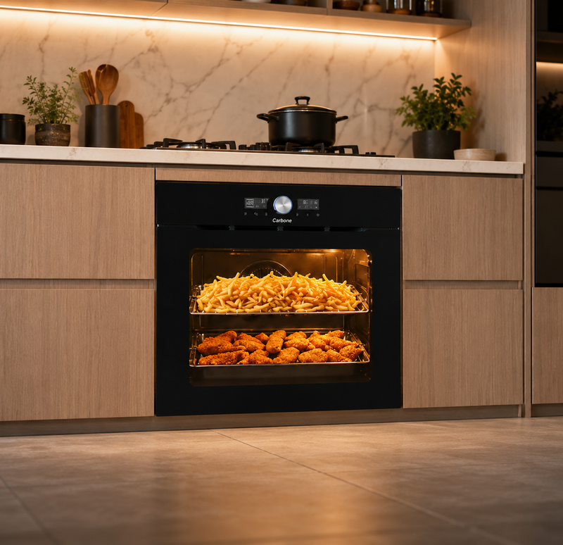 Horno Empotrable Elite AirChef Pro Duo Gas Y Eléctrico Con Air Fryer de 75 Litros y Pantalla Digital. Color Negro (60cm)