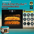 Horno Empotrable Elite AirChef Pro Duo Gas Y Eléctrico Con Air Fryer de 75 Litros y Pantalla Digital. Color Negro (60cm)