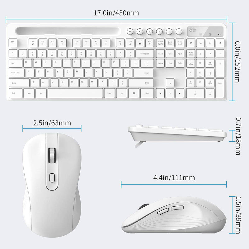 Teclado Y Mouse Inalámbricos Compatible Con Windows, Macbook Y Laptop Color Blanco.
