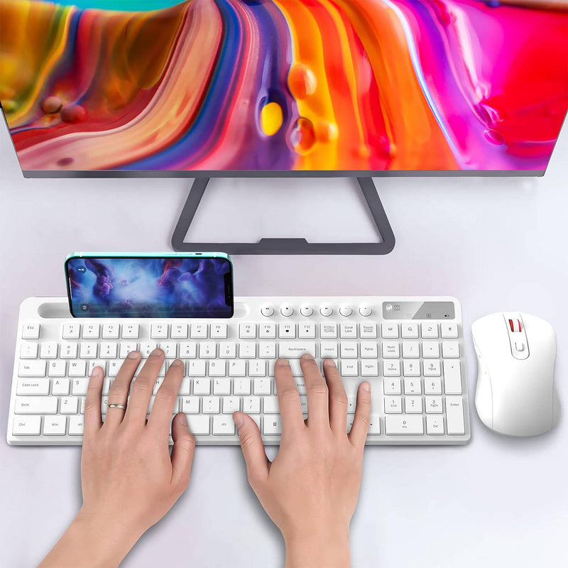 Teclado Y Mouse Inalámbricos Compatible Con Windows, Macbook Y Laptop Color Blanco.