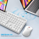 Teclado Y Mouse Inalámbricos Compatible Con Windows, Macbook Y Laptop Color Blanco.