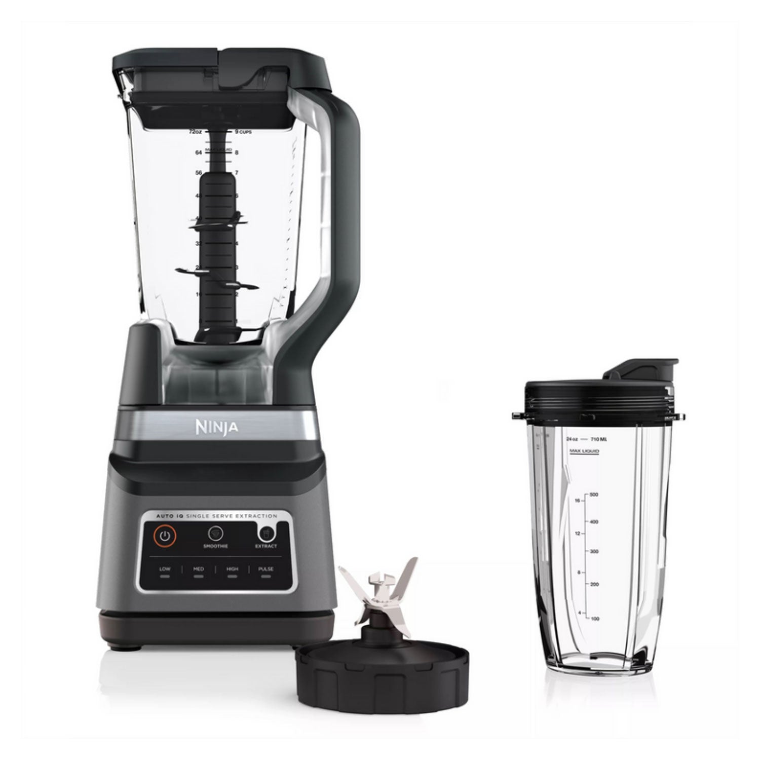 Licuadora 2 en 1 Ninja Profesional DUO. Batidora BN750 de 1400 W. 3 Velocidades y 1 funsión de pulso, jarra XL y vaso de 700ml, cuchillas de trituración total.