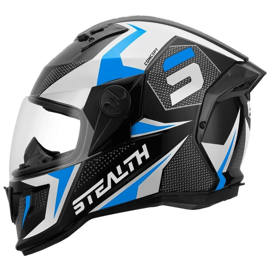 Cascos Stealth Solid Brillante Blanco/Azul