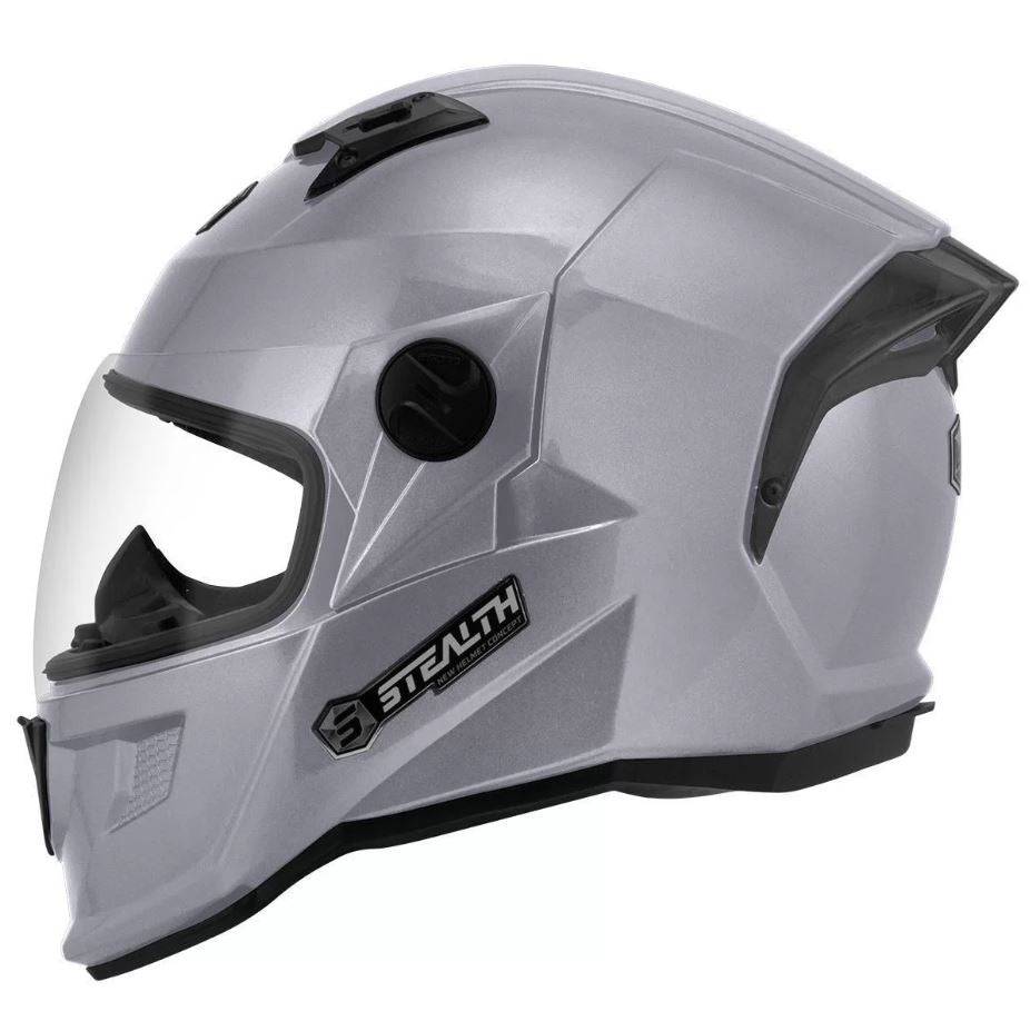 Casco Stealth Solid Brillante Gris Plata Talla M