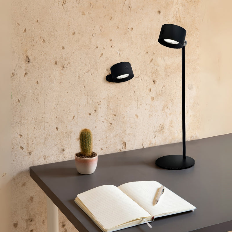 Lámpara de Mesa LED negra RGB. Lámpara de pared ajustable, se adapta a mesas y soporte de pared.