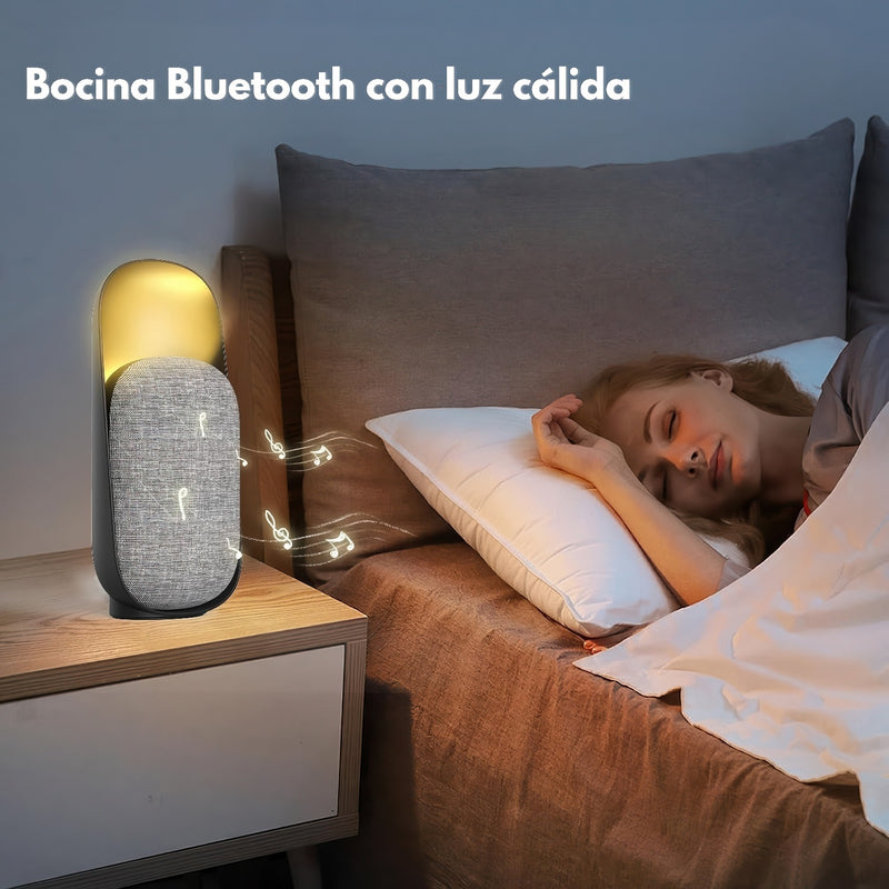 Bocina negra Bluetooth recargable con luz LED cálida 3000K. Speaker Parlante con luces LED.