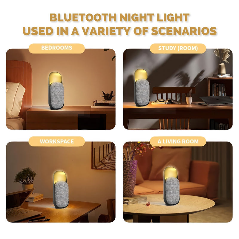 Bocina negra Bluetooth recargable con luz LED cálida 3000K. Speaker Parlante con luces LED.