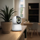 Cámara de seguridad inteligente con Wifi 1080p HD/32Gb, color blanco.