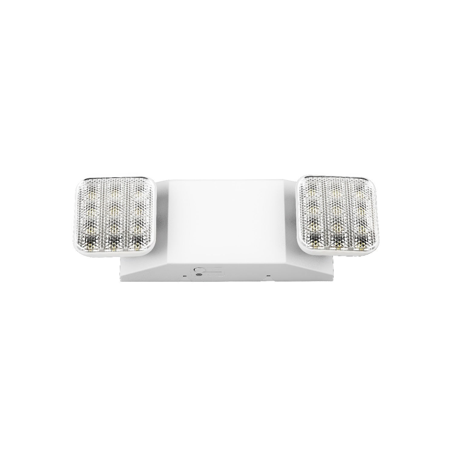Lampara de Emergencia de 2 Bombillos Giratorios. 100-277V / 50-60Hz. Indicar LED. Material Plastico.