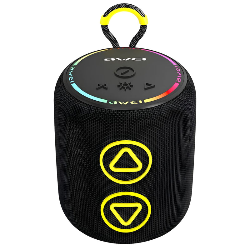 Bocina Bluetooth 5.3 Portátil de 8W. Parlante Inalámbrico con resistencia al agua IPX6. Altavoz Recargable con luces RGB.