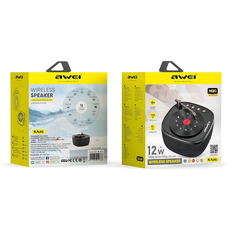 Bocina Bluetooth 5.3 Portátil de 12W. Parlante Inalámbrico con Sonidos de relajación y Ruido Blanco. Altavoz Recargable.