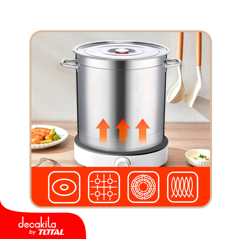 Olla de Acero Inoxidable 94.2L con Tapa de Vidrio Templado 50 × 48 cm