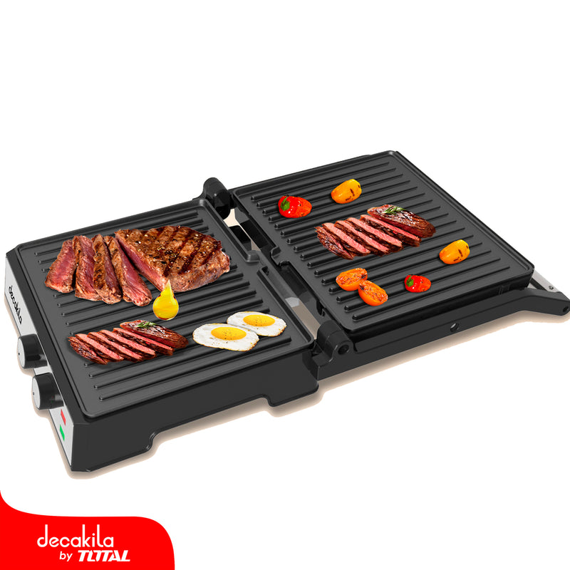 Plancha eléctrica con Control de Temperatura y temporizador - 1500W, L290xW240mm. 4 rebanadas. Grill