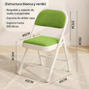 Silla Plegable Reforzada En Acero (79×45×45Cm). Marco Blanco Y Asiento verde de Malla Transpirable. Soporta hasta 150kg.
