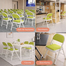 Silla Plegable Reforzada En Acero (79×45×45Cm). Marco Blanco Y Asiento verde de Malla Transpirable. Soporta hasta 150kg.
