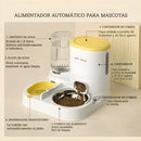 Dispensador de comida automático para mascotas. Bebedero Integrado 1.8L.  Alimentador por gravedad. Tazón de acero inoxidable.
