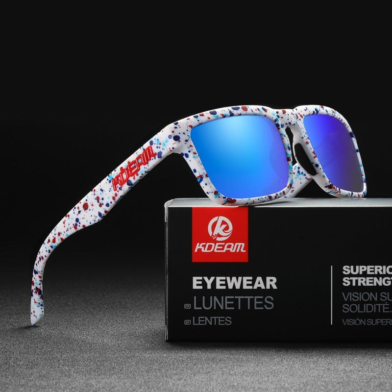 Lentes de Sol Polarizados UV400 Unisex, Protección Antirreflejo para Conducir, Pesca y Actividades al Aire Libre.(Incluye Estuche).Montura Blanca Y Lente Azul Espejo