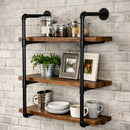 Repisas Estantes Flotantes Industrial De 3 Niveles con Tubos de Hierro y Madera Maciza. Repisa Decorativa para Sala, Cocina u Oficina (80cm)