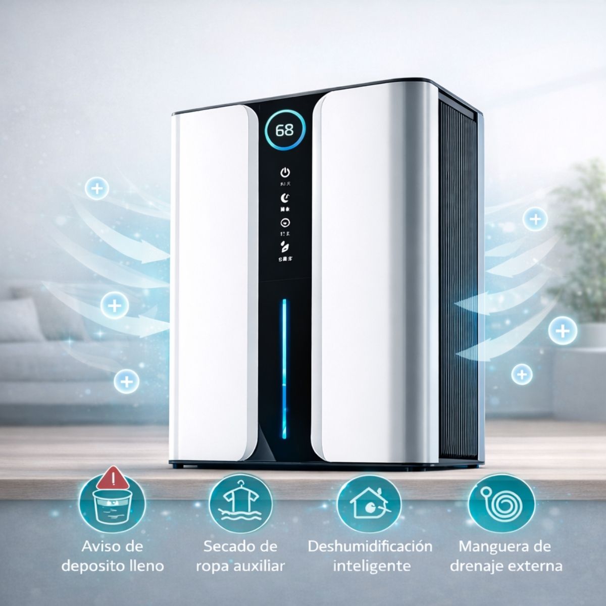 Deshumidificador Eléctrico con Pantalla Digital y Tanque de 3L y 78W. Ideal Para Closets, Armarios, Cuartos Y Baños. Extractor De Humedad en Cobertura 30–60 m².