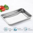 Bandeja Cuadrada de Acero Inoxidable 304 Grado Alimenticio, Bordes Redondeados y Acabado Espejo, Uso Doméstico y Comercial 27x20x4.8cm