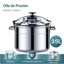 Olla de Presión De Cocción Rápida , Sistema de Seguridad con Válvulas Dobles A Prueba de Explosiones, Compatible con Gas y Cocina Eléctrica. Capacidad 35 Litros.36 cm
