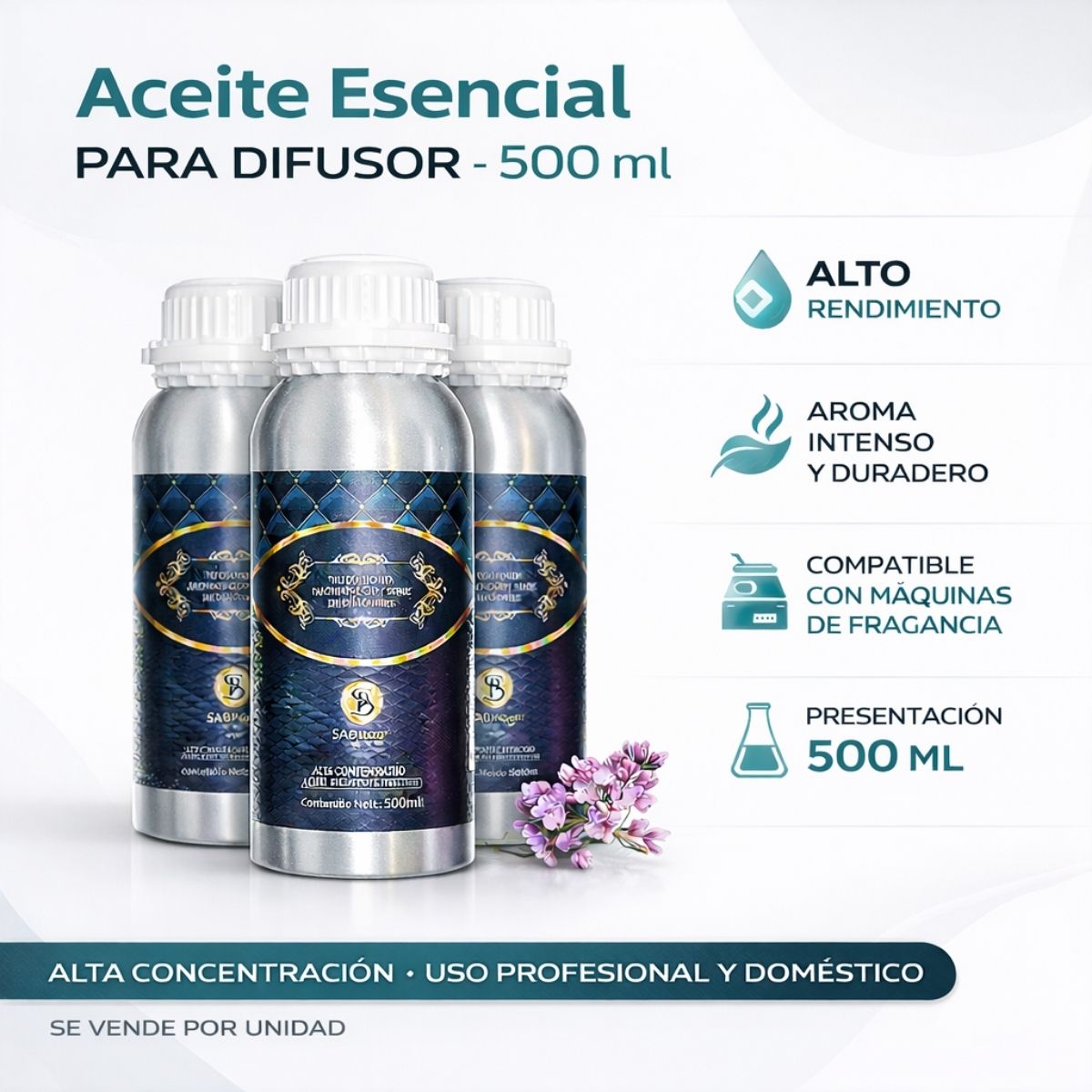 Aceite Esencial Aromático para Difusor 500 ml. Fragancia Concentrada para Hoteles, Hogar y Máquinas de Aroma, Uso Profesional. Aroma Burberry. (Se vende por unidad)