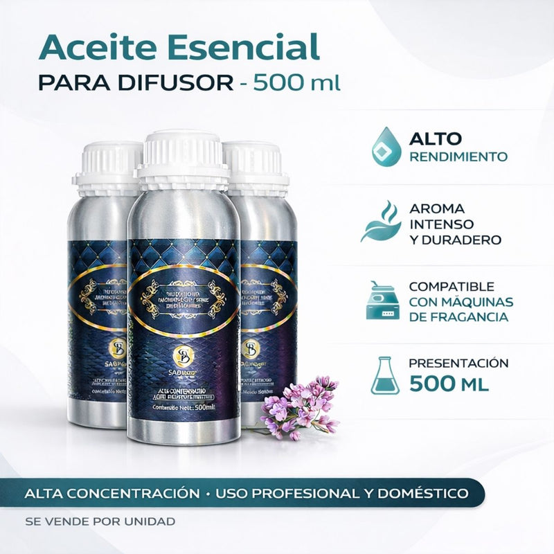 Aceite Esencial Aromático para Difusor 500 ml. Fragancia Concentrada para Hoteles, Hogar y Máquinas de Aroma, Uso Profesional. Aroma Burberry. (Se vende por unidad)