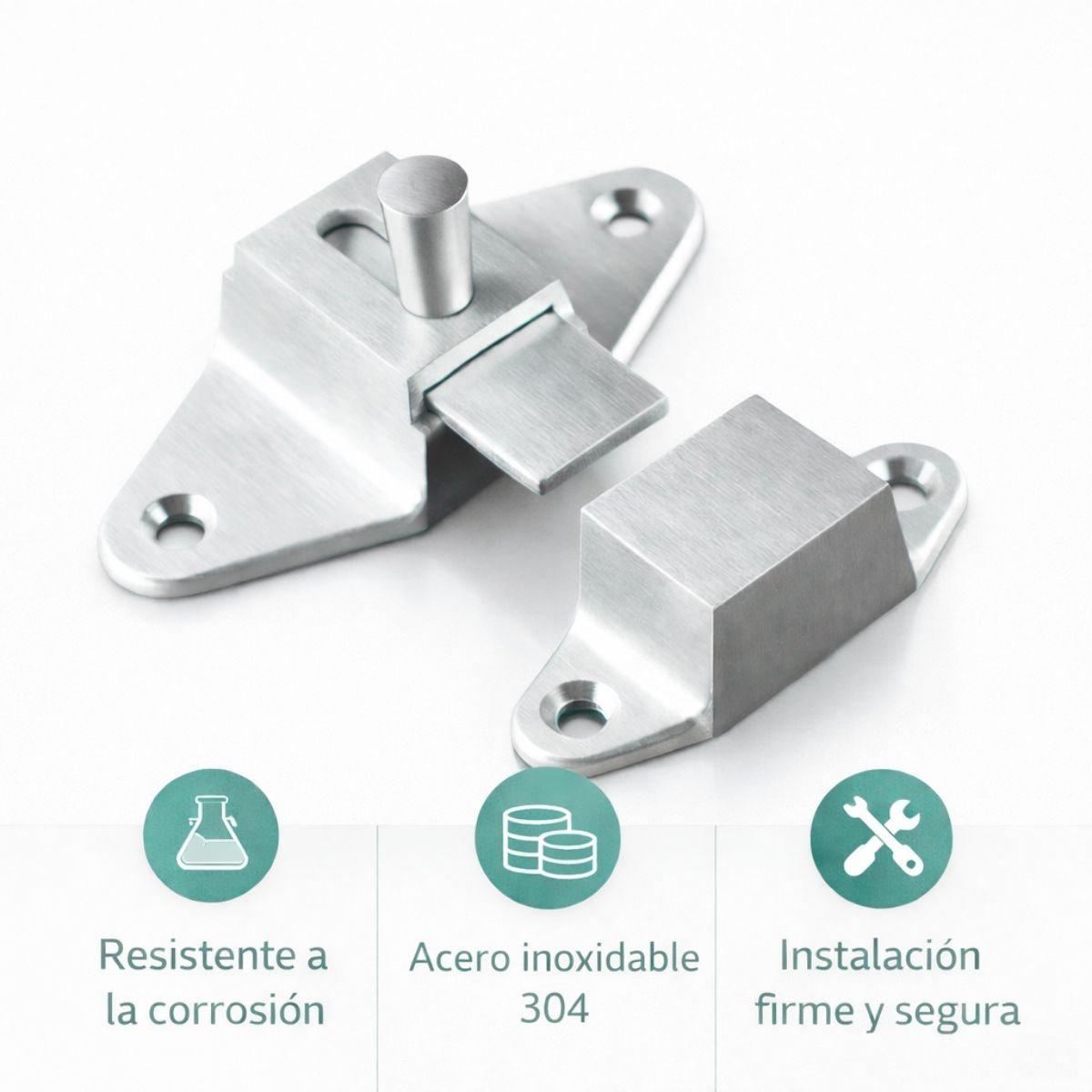 Cerrojo de Seguridad de Acero Inoxidable. Pestillo Metálico Antirrobo para Puertas Y Armarios. Aldaba. Picaporte.