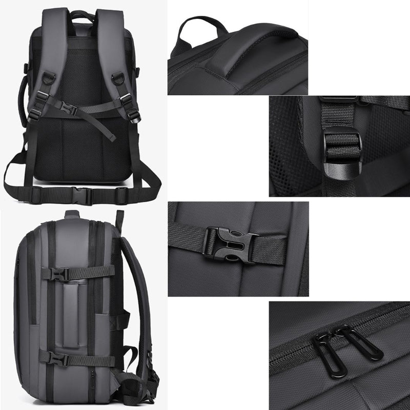 Mochila de Viaje Impermeable Antirrobo para Laptop 15.6”. Backpack Morral con Compartimentos Organizados y de Gran Capacidad. Color Gris.