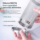 Canasta Cilíndrica Giratoria para Parrilla de Acero Inoxidable 12” (30cm) x 9.5 cm diametro Reutilizable para Verduras y Carnes BBQ. Incluye Gancho. Barbacoa.