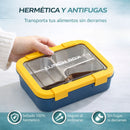 Lonchera Térmica con Calentamiento por Vapor 3 compartimientos 720ml. Lunch Box Portátil con Bandeja de Acero Inoxidable. Contenedor de Comida Caliente para Oficina, Trabajo y Escuela