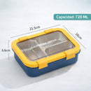 Lonchera Térmica con Calentamiento por Vapor 3 compartimientos 720ml. Lunch Box Portátil con Bandeja de Acero Inoxidable. Contenedor de Comida Caliente para Oficina, Trabajo y Escuela