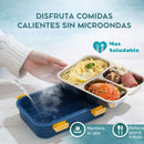 Lonchera Térmica con Calentamiento por Vapor 3 compartimientos 720ml. Lunch Box Portátil con Bandeja de Acero Inoxidable. Contenedor de Comida Caliente para Oficina, Trabajo y Escuela