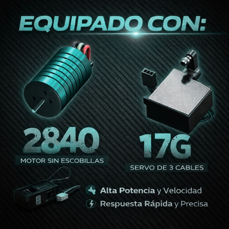Juguete Carro Todoterreno 1:16 4WD Alta Velocidad. Camioneta Off Road con Motor Sin Escobillas, Luces LED y Batería Recargable. Juguete a Control Remoto 16106 Pro