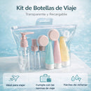 Botellas de Viaje Reutilizables con Estuche Transparente. Dispensadores Cosméticos Portátiles, Aprobado para Equipaje de Mano. Frascos De Plástico Personales