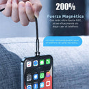 Cable cargador Magnético 3 en 1 USB C Micro USB Lightning Carga Rápida 3A Rotación 540°. Longitud 2 Metros.