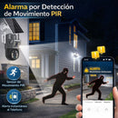 Cámara de Seguridad Solar Exterior WiFi con Panel Solar Y Doble Lente 360°, Detección PIR y Visión Nocturna HD. Camara de Videovigilancia PTZ  y SD 32G. Color Gris.