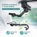 Soporte para Celular de Auto en Parasol Ajustable 360°. Brazo Articulado Plegable Compatible con Smartphones. Color Gris