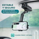 Soporte para Celular de Auto en Parasol Ajustable 360°. Brazo Articulado Plegable Compatible con Smartphones. Color Gris