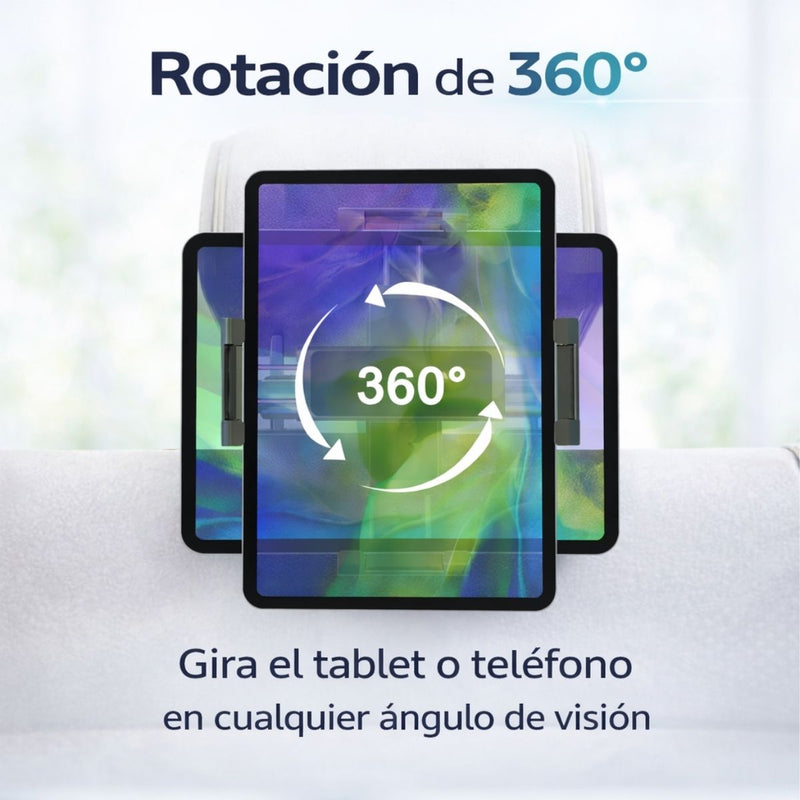 Soporte Universal para Tablet y Celular para Reposacabezas de Auto Ajustable 360°. Soporte Para Ipads Y Celulares Para dispositivos hasta 12"