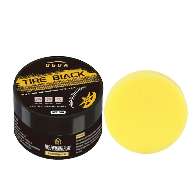 Abrillantador de Llantas para Llantas y Plásticos 50g  Brillo Duradero. Pasta Restauradora Protección Antienvejecimiento para Autos (Incluye Esponja)