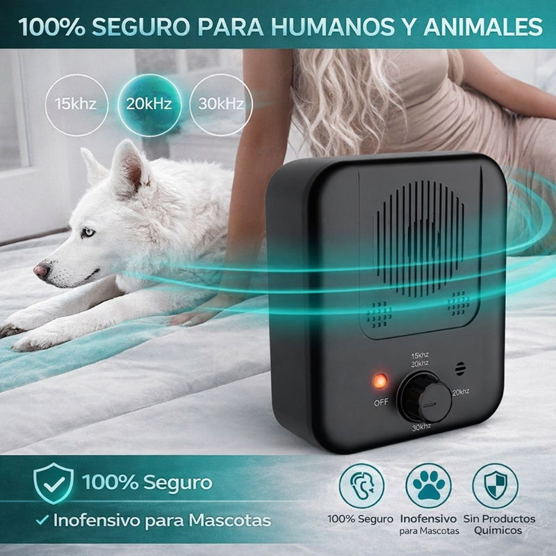 Dispositivo Antiladridos Ultrasónico para Perros Recargable. Control Automático de Ladridos sin Collar Seguro para Mascotas De Uso Interior y Exterior IPX4