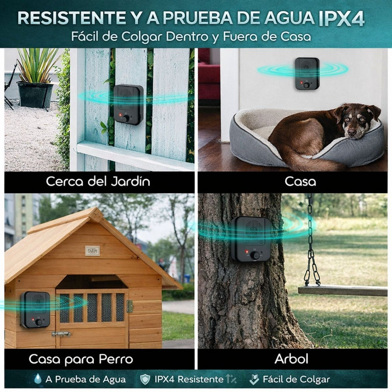 Dispositivo Antiladridos Ultrasónico para Perros Recargable. Control Automático de Ladridos sin Collar Seguro para Mascotas De Uso Interior y Exterior IPX4