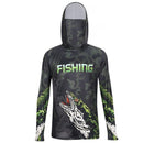 Suéter de Pesca con mangas largas, Capucha y Máscara. Para Hombres Con Protección Solar UV. Secado Rápido para Outdoor, Playa y Senderismo (Talla M).