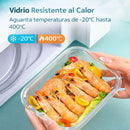 Recipientes de Vidrio Herméticos. Contenedores Rectangulares de Vidrio Resistentes al Calor. Set de 3 Piezas (410, 710 y 1040 ml) Vasijas
