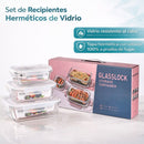 Recipientes de Vidrio Herméticos. Contenedores Rectangulares de Vidrio Resistentes al Calor. Set de 3 Piezas (410, 710 y 1040 ml) Vasijas
