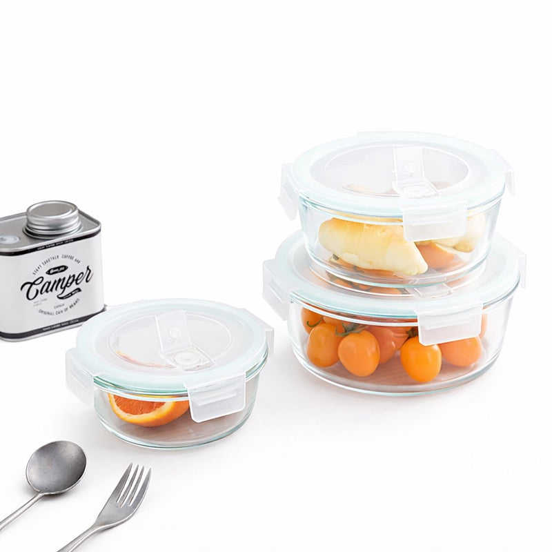 Recipientes Herméticos De Vidrio Y Válvula De Aire. Vasijas Para Comida (Set de 3)