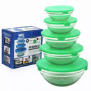 Recipientes de Vidrio con Tapa Hermética.  Contenedores Para Alimentos. Vasijas Redondas (Set de 5). Colores Variados