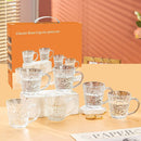 Tazas de Vidrio con Relieve Rosa y Asa. Vasos Elegantes para Café, Té, Capuccino y Regalo (Set de 6) Cap. 250 ml