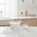 Tazas de Vidrio con Platillo y Asa Decorativa. Vaso De Vidrio Elegante para Café, Espresso y Té (Set de 12 Piezas) 200ml